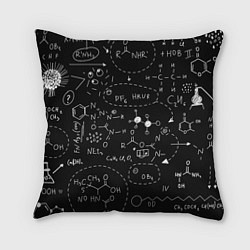 Подушка квадратная Химические формулы на чёрном, цвет: 3D-принт