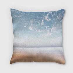 Подушка квадратная Песчаный пляж и красивое небо, цвет: 3D-принт