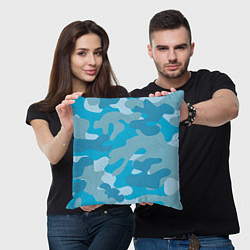 Подушка квадратная Камуфляж военный синий, цвет: 3D-принт — фото 2