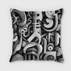 Подушка квадратная Монохромный паттерн, цвет: 3D-принт