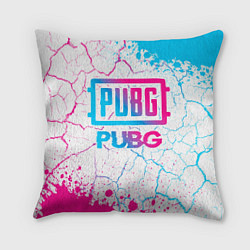 Подушка квадратная PUBG neon gradient style, цвет: 3D-принт