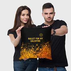 Подушка квадратная Bullet For My Valentine - gold gradient: символ св, цвет: 3D-принт — фото 2