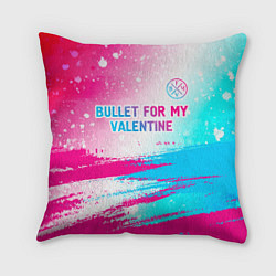 Подушка квадратная Bullet For My Valentine neon gradient style: симво