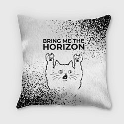 Подушка квадратная Bring Me the Horizon рок кот на светлом фоне, цвет: 3D-принт