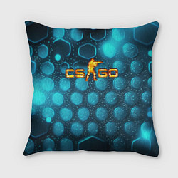 Подушка квадратная CS GO blue neon, цвет: 3D-принт