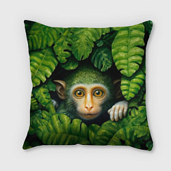 Подушка квадратная Маленькая обезьянка в листьях