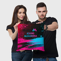 Подушка квадратная Asking Alexandria - neon gradient: символ сверху, цвет: 3D-принт — фото 2