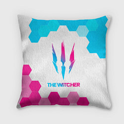 Подушка квадратная The Witcher neon gradient style, цвет: 3D-принт