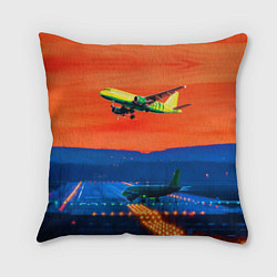 Подушка квадратная Боинг 737 на взлете, цвет: 3D-принт