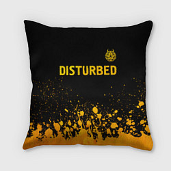 Подушка квадратная Disturbed - gold gradient: символ сверху, цвет: 3D-принт