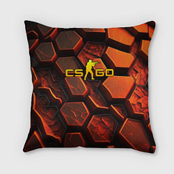 Подушка квадратная CS GO orange logo, цвет: 3D-принт