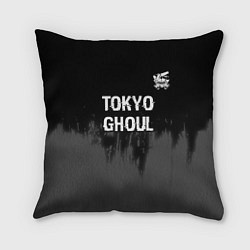 Подушка квадратная Tokyo Ghoul glitch на темном фоне: символ сверху