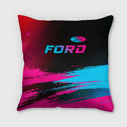 Подушка квадратная Ford - neon gradient: символ сверху, цвет: 3D-принт