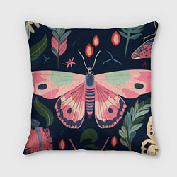 Подушка квадратная Паттерн из бабочек, цвет: 3D-принт