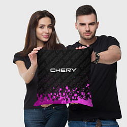 Подушка квадратная Chery pro racing: символ сверху, цвет: 3D-принт — фото 2