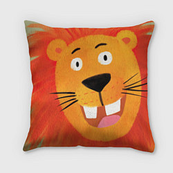 Подушка квадратная Рыжий веселый лев, цвет: 3D-принт
