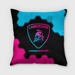 Подушка квадратная Lamborghini - neon gradient