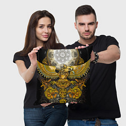 Подушка квадратная Золотой орёл - славянский орнамент, цвет: 3D-принт — фото 2