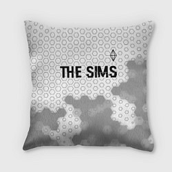 Подушка квадратная The Sims glitch на светлом фоне: символ сверху