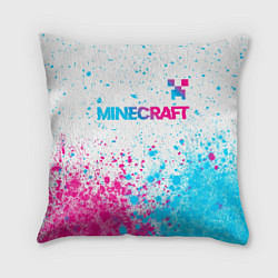 Подушка квадратная Minecraft neon gradient style: символ сверху, цвет: 3D-принт