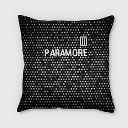 Подушка квадратная Paramore glitch на темном фоне: символ сверху, цвет: 3D-принт