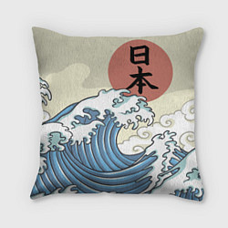 Подушка квадратная Япония море, цвет: 3D-принт