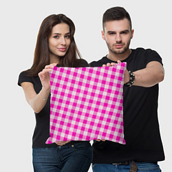 Подушка квадратная Розовая клетка Барби, цвет: 3D-принт — фото 2