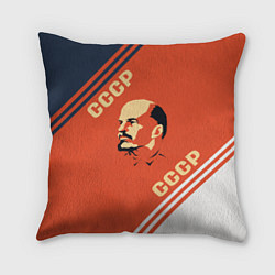 Подушка квадратная Ленин на красном фоне