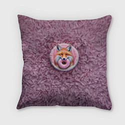 Подушка квадратная Мордочка лисы с пончиком, цвет: 3D-принт