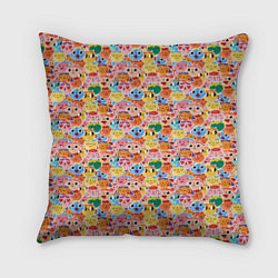 Подушка квадратная Смайлики котятки, цвет: 3D-принт