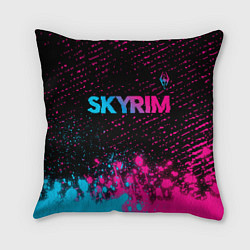 Подушка квадратная Skyrim - neon gradient: символ сверху