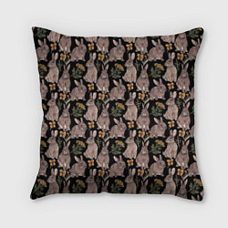 Подушка квадратная Зайцы и пижма, цвет: 3D-принт