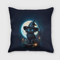 Подушка квадратная Кот ведьмы - Хэллоуин