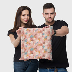 Подушка квадратная Разноцветные мазки, пятна в пастельных тонах, цвет: 3D-принт — фото 2