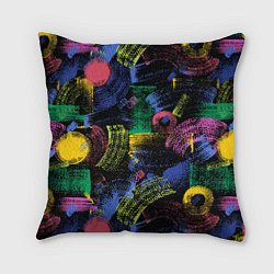 Подушка квадратная Яркие абстрактые формы с текстурой, цвет: 3D-принт