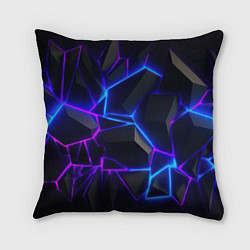 Подушка квадратная Неоновые фиолетовые и синие плиты, цвет: 3D-принт