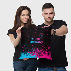 Подушка квадратная Within Temptation - neon gradient: символ сверху, цвет: 3D-принт — фото 2