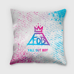 Подушка квадратная Fall Out Boy neon gradient style