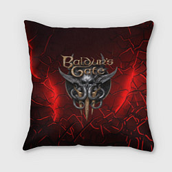 Подушка квадратная Baldurs Gate 3 logo red, цвет: 3D-принт