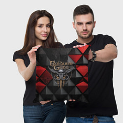 Подушка квадратная Baldurs Gate 3 logo red black, цвет: 3D-принт — фото 2