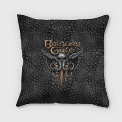 Подушка квадратная Baldurs Gate 3 logo dark black