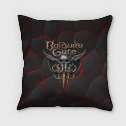 Подушка квадратная Baldurs Gate 3 logo red black geometry