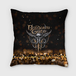 Подушка квадратная Baldurs Gate 3 logo dark gold logo