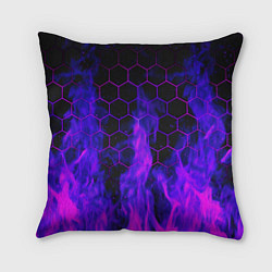 Подушка квадратная Неоновый огонь и соты, цвет: 3D-принт