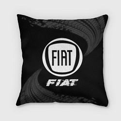 Подушка квадратная Fiat speed на темном фоне со следами шин