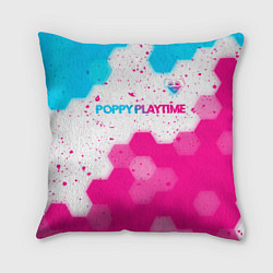 Подушка квадратная Poppy Playtime neon gradient style: символ сверху