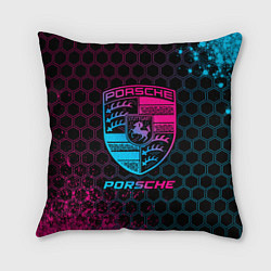 Подушка квадратная Porsche - neon gradient