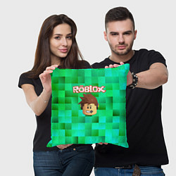Подушка квадратная Roblox head на пиксельном фоне, цвет: 3D-принт — фото 2