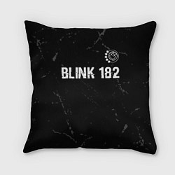 Подушка квадратная Blink 182 glitch на темном фоне: символ сверху