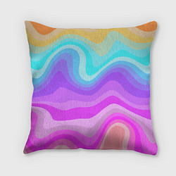 Подушка квадратная Неоновая разноцветная волна